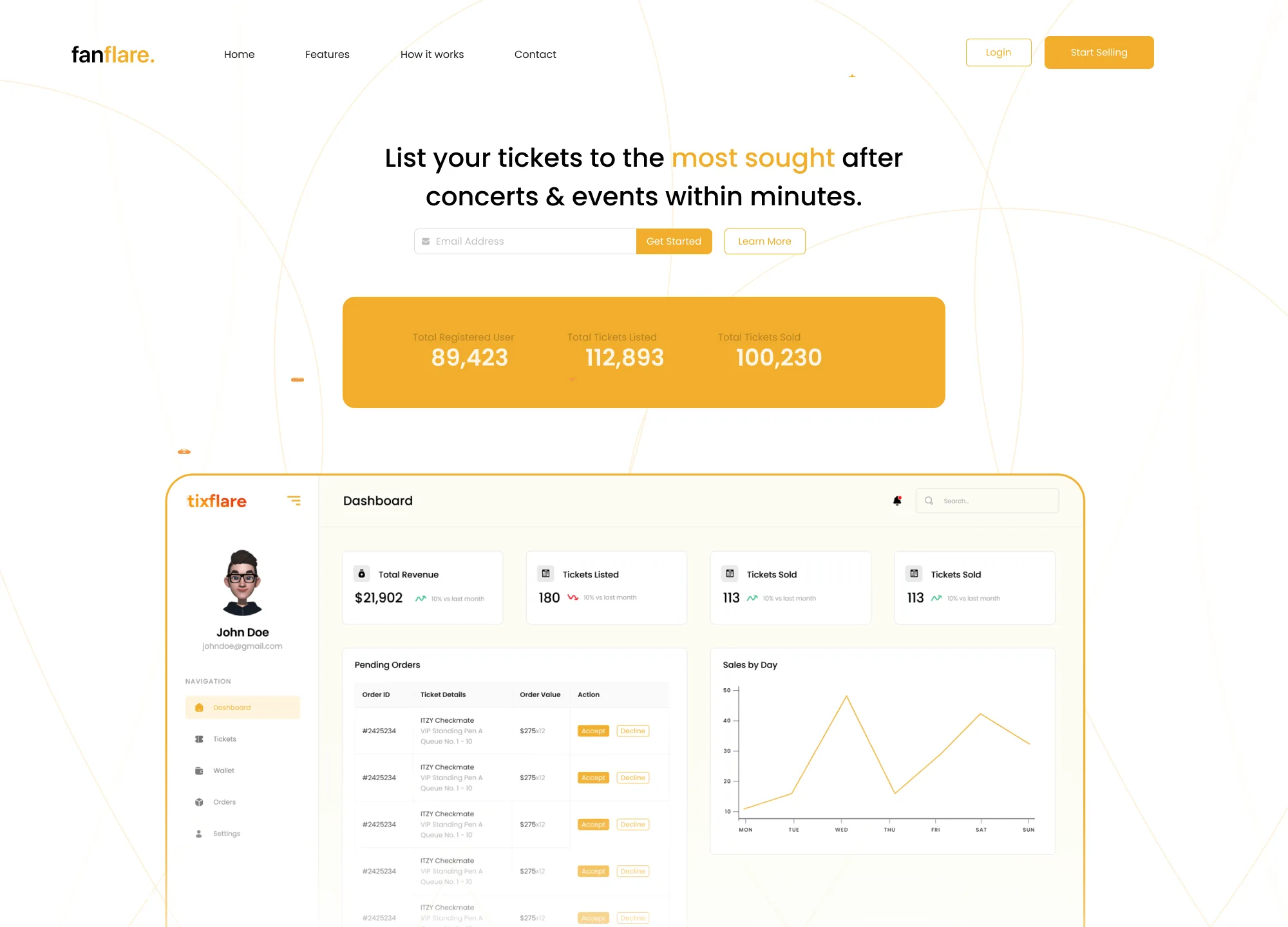 TixFlare (formerly Fanflare) project preview